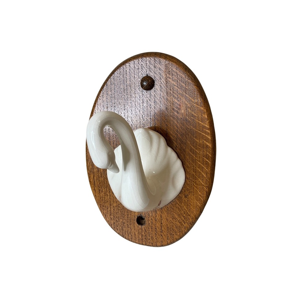 Vtg Ceramic Swan‎ Grass Valley CA JerEd Fine Wood Products Wood Base Wall Decor